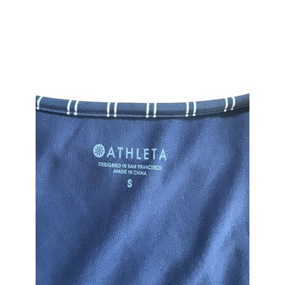 Athleta French Stripe Navy Blue Tie Front Cut-Out Swimsuit Size Small Womens - Picture 4 of 7